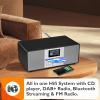 MangoKit MS4+ CD Player I FM Radio I HiFi System I Bluetooth I Powerful Stereo System I Acoustic Wood Cabinet I CD Player with Speakers I 40 Presets,Headphone Jack I Metallic Black Finish view 2