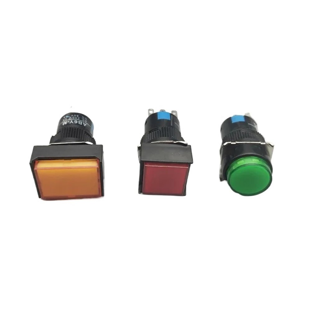 1pcs LA16-11 Push Button Switch Self-Locking/Latching Self-Reset/Momentary 3 Pin NO+NC 1A/250VAC Blue Green Red Yellow White(Green,SELF-Locking_Circular)