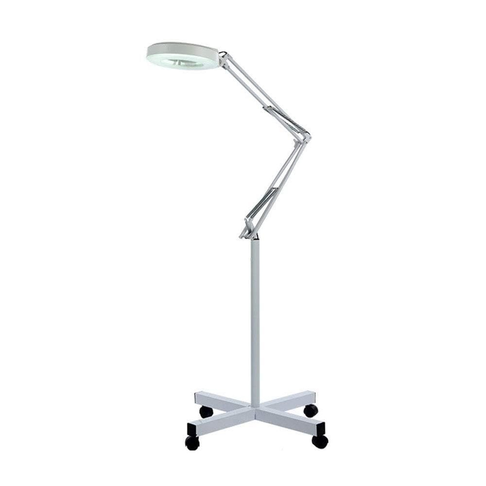 NIELONGHCY 2X Magnifier Floor Standing Lamp with 360 Adjustable Arm, Stable Base, LED Light for Beauty, Salon, Tattoo, Nail, and Reading
