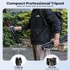 CAMBOFOTO 68" Fluid-Head-Camera-Tripod, Professional Travel Video Tripod for Camera DSLR, Camcorders, Binoculars, Spotting Scope, Telescope, Max Load 8.8lbs, Black view 2
