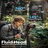 CAMBOFOTO 68" Fluid-Head-Camera-Tripod, Professional Travel Video Tripod for Camera DSLR, Camcorders, Binoculars, Spotting Scope, Telescope, Max Load 8.8lbs, Black view 3