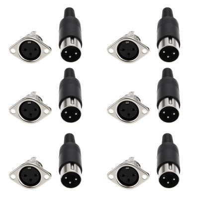 eMagTech 6pcs 3 Pin DIN Male Plug Female Adapter Solder Panel Mount for Digital Equipment Video Signals Chassis