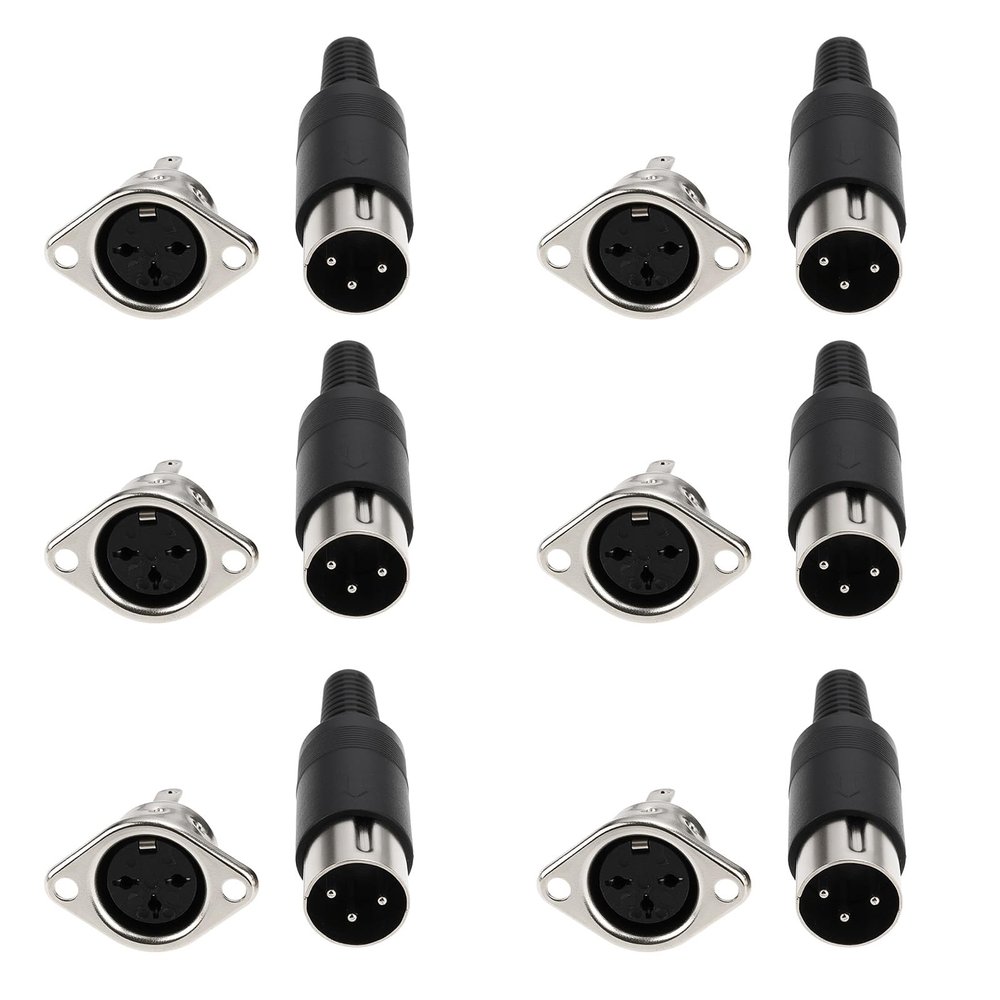 eMagTech 6pcs 3 Pin DIN Male Plug Female Adapter Solder Panel Mount for Digital Equipment Video Signals Chassis