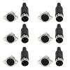 eMagTech 6pcs 3 Pin DIN Male Plug Female Adapter Solder Panel Mount for Digital Equipment Video Signals Chassis view 1