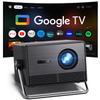 2000 ANSI Official Licensed Google TV Outdoor Projector 4K Full HD, Smart Projector with Wifi and Bluetooth, Auto Focus, Dolby Sound,Built-in Apps,HAPPRUN Indoor Home Theater for Phone/TV Stick/PC/PS5 view 1