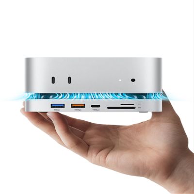 MOVE SPEED mini M4 Dock with 1TB NVMe SSD, 10 in 1 Aluminum Stand Hub, 10Gbps USB-C/A, 4K60Hz HDMI, SD/TF Reader, Space-Saving Vertical Design