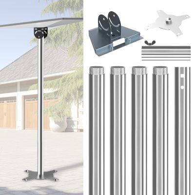 for Starlink Gen 3 Pole Mount Kit with Pipe Adapter, Thickened Stainless Steel, Starlink Mounting Starlink Base Bracket (5 Section Straight with Mount)