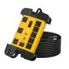 Heavy Duty Surge Protector Power Strip with USB-C Ports, CRST 8-Outlet Metal Industrial Power Block with 15A Circuit Breaker, 15ft Extension Cord, 1350 Joules for Workshop, Garage, Office, Shop view 1