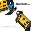 Heavy Duty Surge Protector Power Strip with USB-C Ports, CRST 8-Outlet Metal Industrial Power Block with 15A Circuit Breaker, 15ft Extension Cord, 1350 Joules for Workshop, Garage, Office, Shop view 3