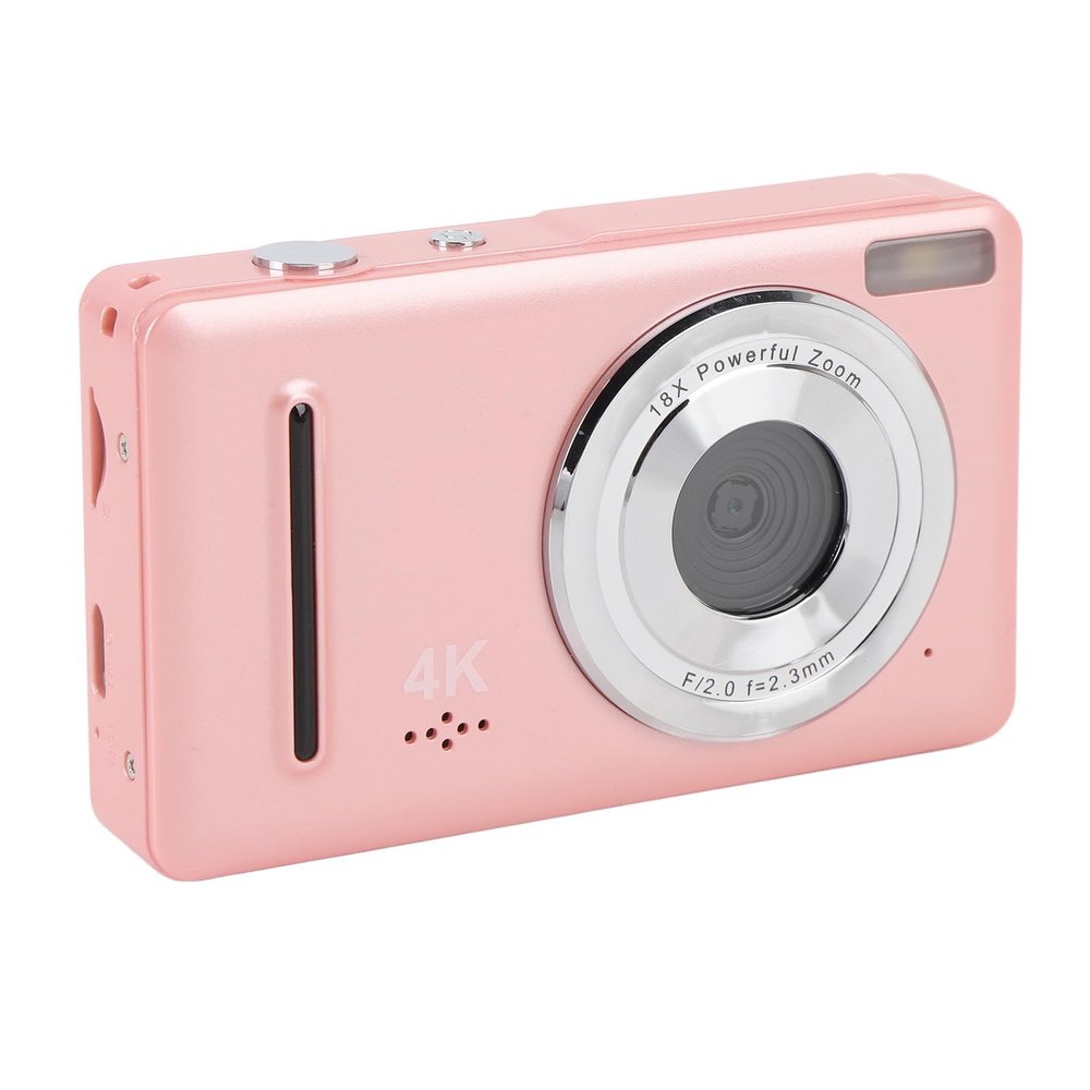 4K Digital Camera for Photography, 64MP Camara Fotograficas with 18X Digital Zoom, 2.4" Screen Travel Vlogging Cameras for Beginner (Pink)