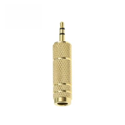 1PCS Gold 6.3mm 1/4" Male to 3.5MM 1/8" Female Jack Stereo Headphone Adapter Home Connectors Adapter Microphone(6.35mm to 3.5MM)