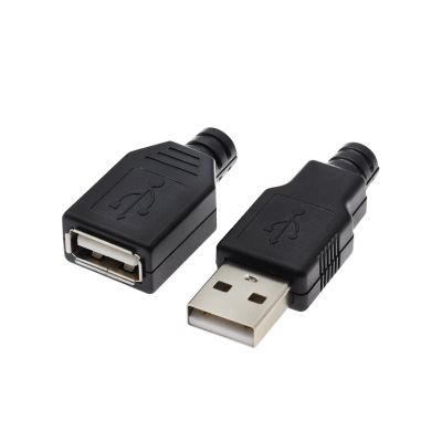 10PCS Type A Male Female USB 4 Pin Socket Connector with Black Cover Type-A DIY Kits(5 x 2 Colours)