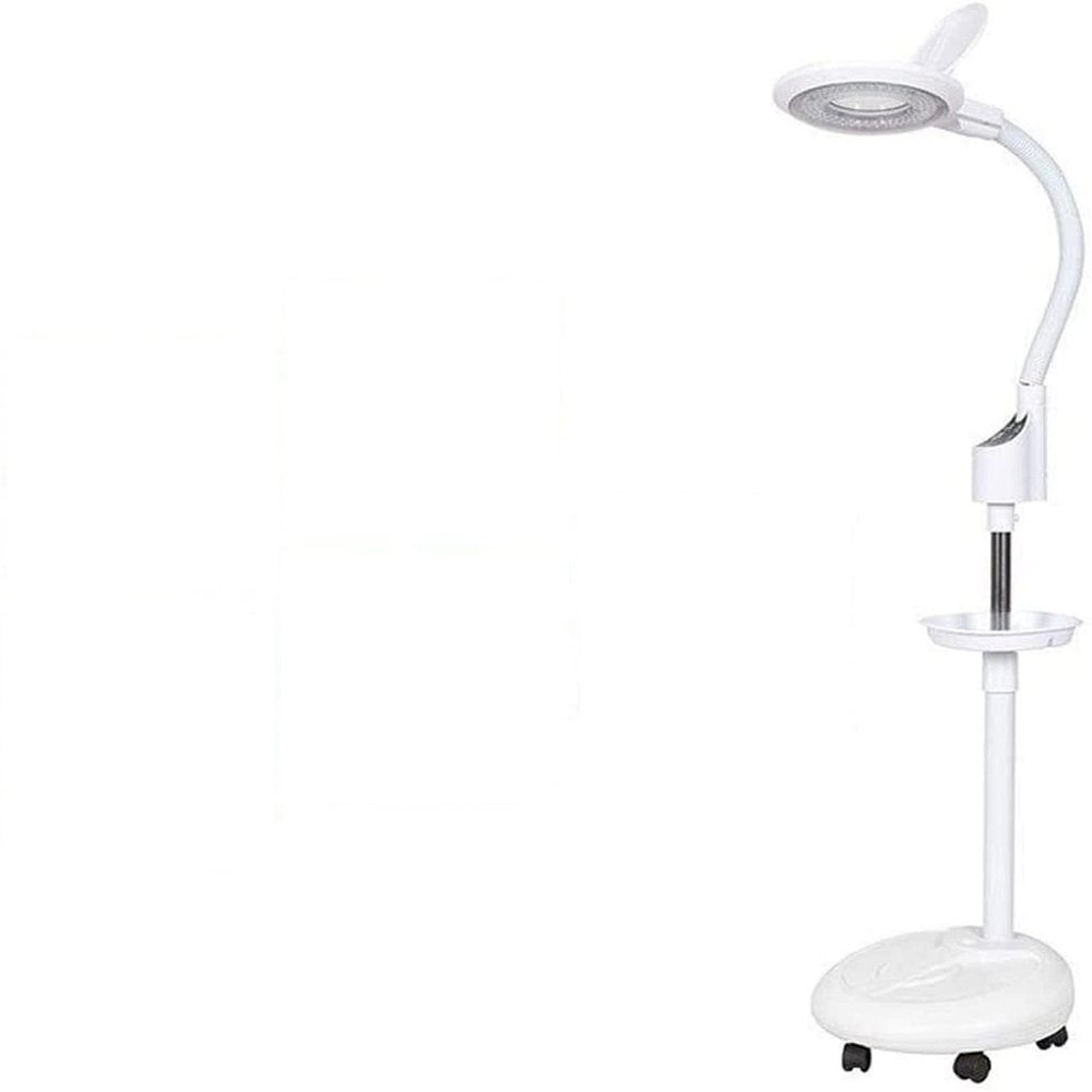 NIELONGHCY 16X Magnifying Glass Floor Standing Lamp with Rolling Base, Dimmable Light for Beauty, Tattoo, Nail, and Reading