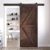 FREDBECK 36 x 80 Brown Wood Barn Door with Hardware Included,K-Frame,Coffee view 1