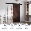 FREDBECK 36 x 80 Brown Wood Barn Door with Hardware Included,K-Frame,Coffee view 2