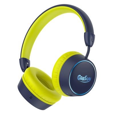 Kids Bluetooth Headphones, 85dB Volume Limited, 68 Hours Playtime, Bluetooth 5.4, Colorful LED Lights Toddler Headphones Wireless with Microphone, Birthday Gift for 1-13 Year Olds (Blue&Yellow)