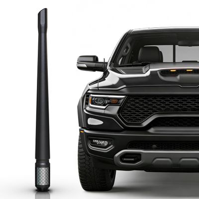 TEKK Carbon Fiber Short Antenna Compatible with Dodge RAM Trucks 1500 1995-2026/7.9 Inches Premium Flexible Rubber/Designed for Enhance FM/AM Radio Signal Reception
