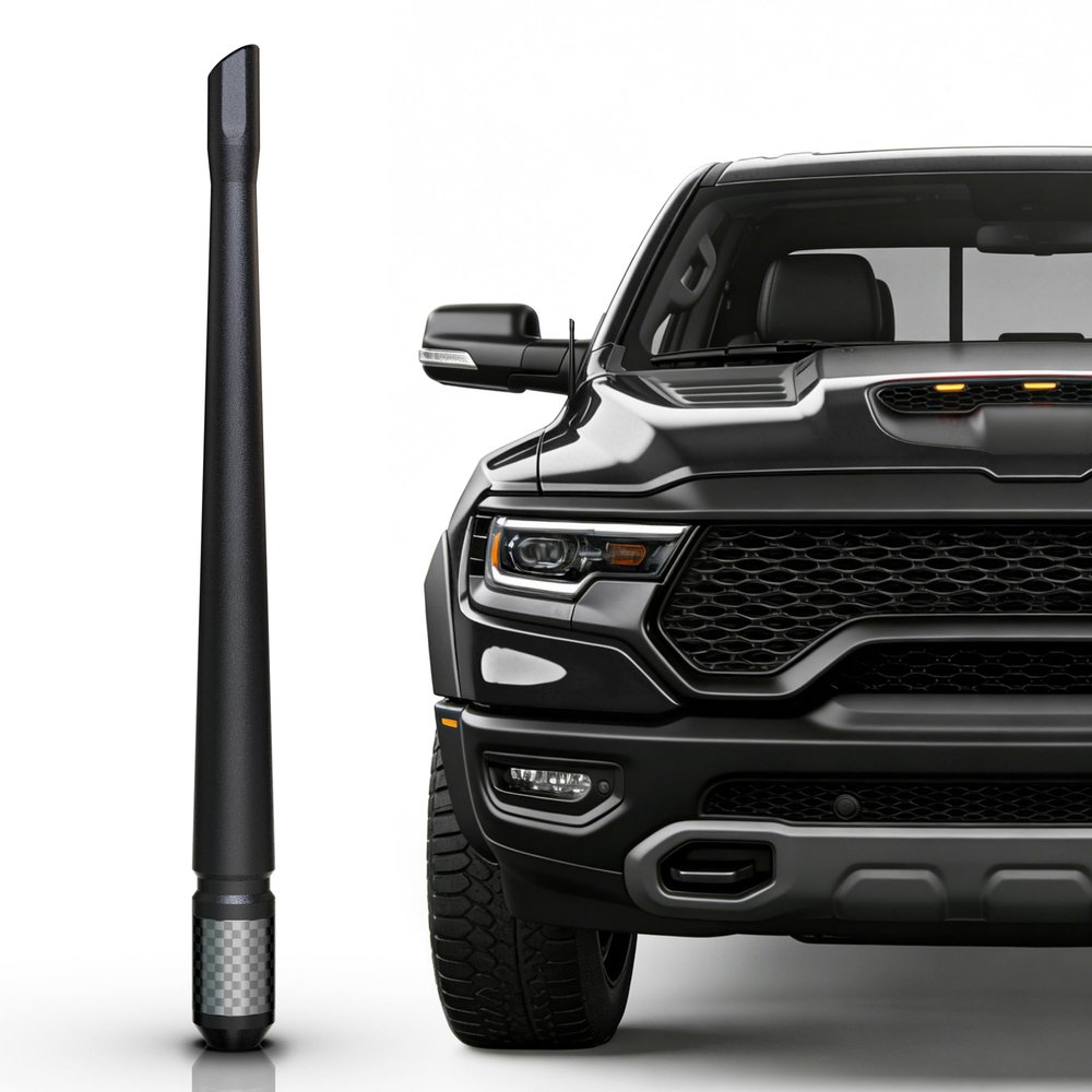 TEKK Carbon Fiber Short Antenna Compatible with Dodge RAM Trucks 1500 1995-2026/7.9 Inches Premium Flexible Rubber/Designed for Enhance FM/AM Radio Signal Reception