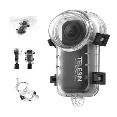 TELESIN Insta 360 X4 Invisible Dive Case, 50m/164ft Waterproof Case Protective Underwater Diving Housing Shell for Insta 360 X4 with Bracket Accessories