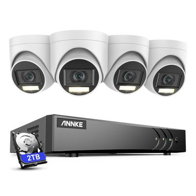 ANNKE 8CH Security Camera System, 8 Channel 3K Lite AI DVR Recorder with Human/Vehicle Detection, 4X 3K Wired IP67 CCTV Outdoor Turret Cams with Smart Dual Light, Built-in Mic, 2TB Hard Drive