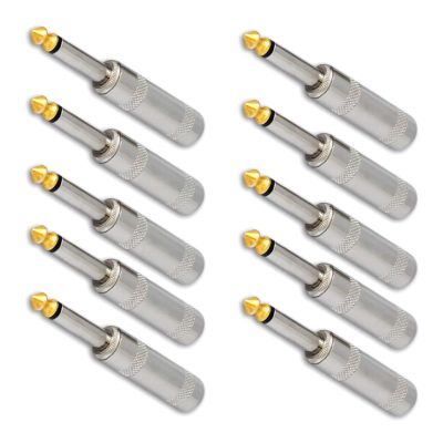 10 * 1/4'' TS Male Plug to 1/4'' Jack Male Mono Male Converter Audio Connector RCA to 1/4 Adapter for Mixer, Amp, Subwoofer