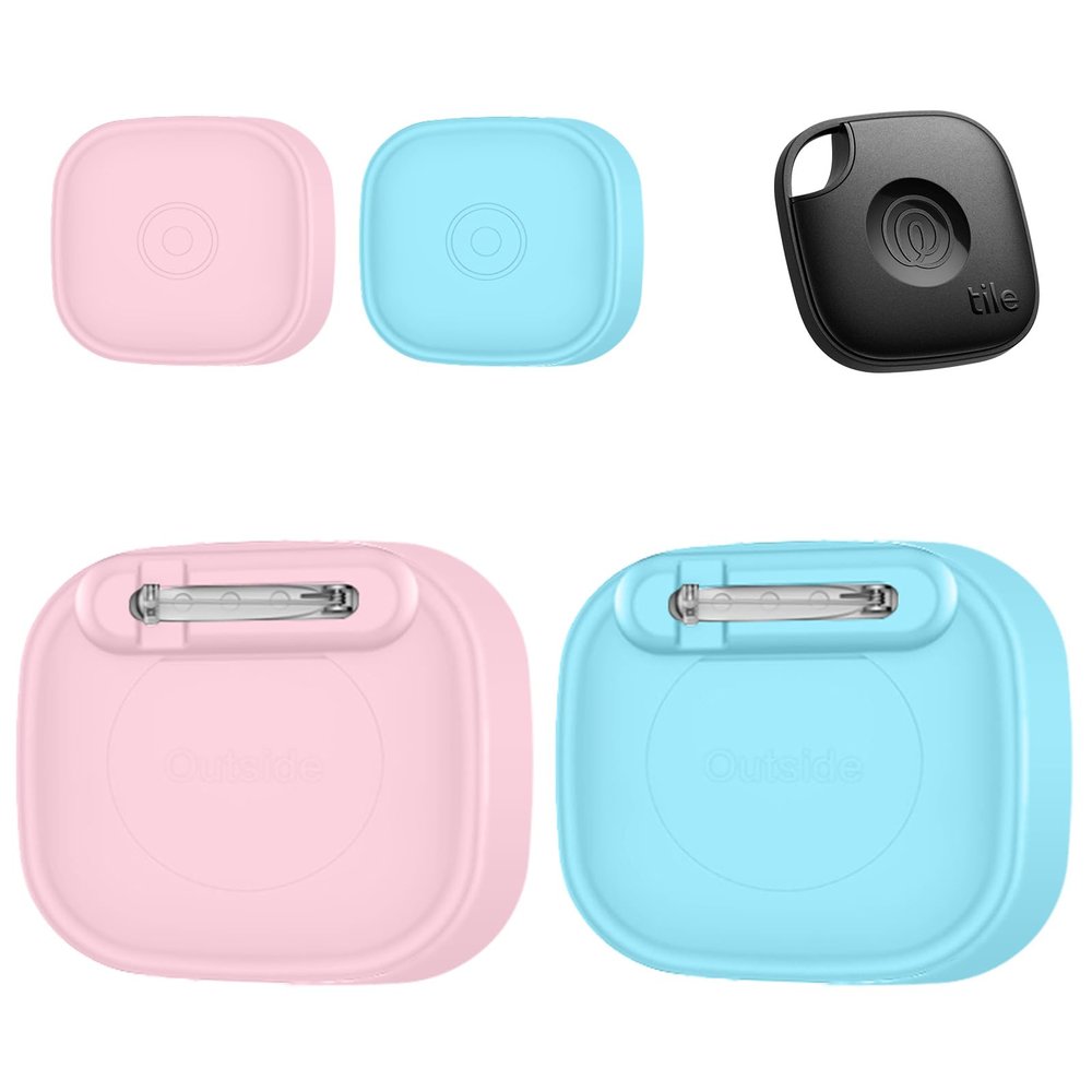 2-Pack Case for Tile by Life360 Mate,Full Waterproof Holder for Kids,with Invisible Pin for Tile Life360 Mate GPS Tracker,Soft Silicone,Anti-Scratch,Pink+Glow Blue