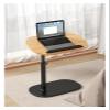 Adjustable Height C Shaped Side Table with Multi Angle Flip Top for Couch and 360Swivel Laptop Stand Bedside Table for Living Room Bed Bathtub Black Wood Finish (Black Wood) view 1