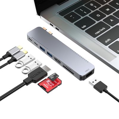 BHHB M82 USB C Hub Adapter for MacBook Pro Air Docking Station 8-in-2 for Mac Book Accessories Dongle 4K@30Hz HDMI, Thunderbolt 4/3, USB 3.0, SD/TF, USBC Dock Multiport Adapter for Mac M5 M4 M3 M2 M1