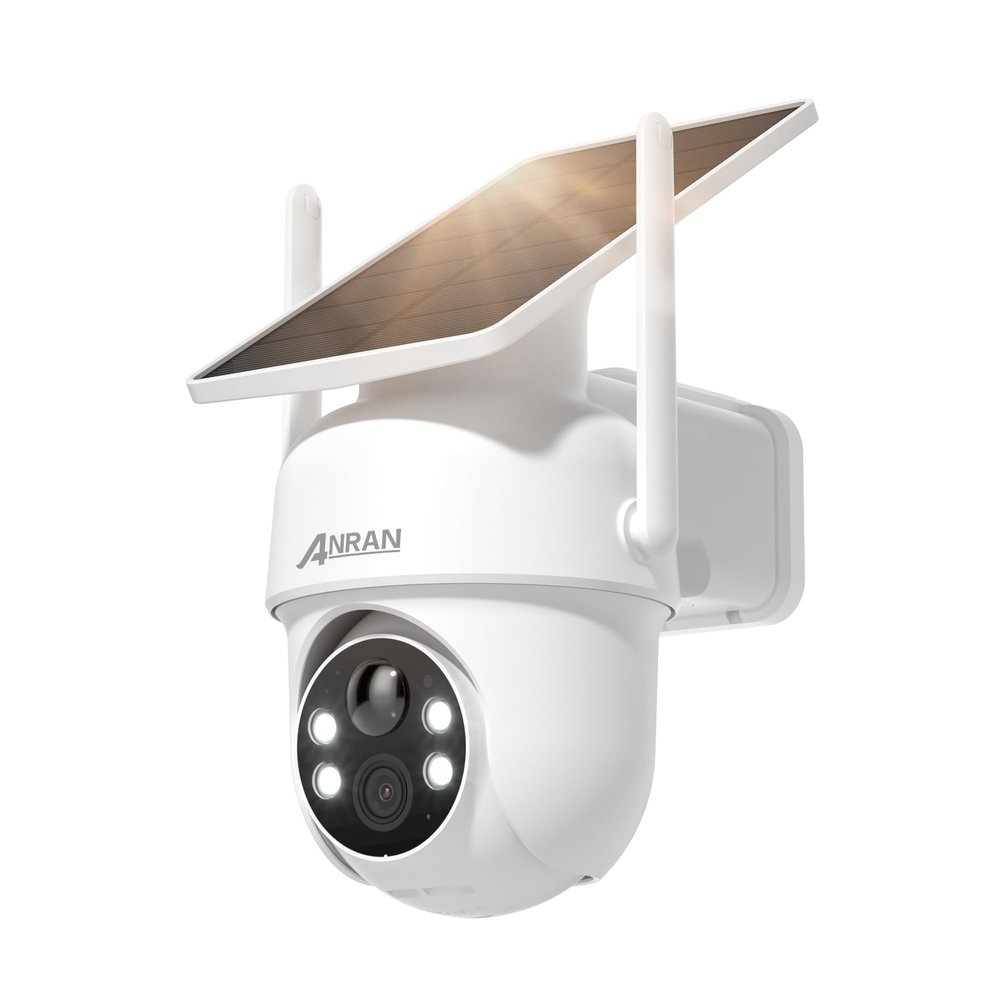 ANRAN 5MP Solar Security Cameras Wireless Outdoor, 2.4G WiFi Camera for Home Security with Fixed Solar Panel, 360 PTZ for Home Surveillance, PIR Human Detection, 3MP Color Night Vision, 2-Way Talk