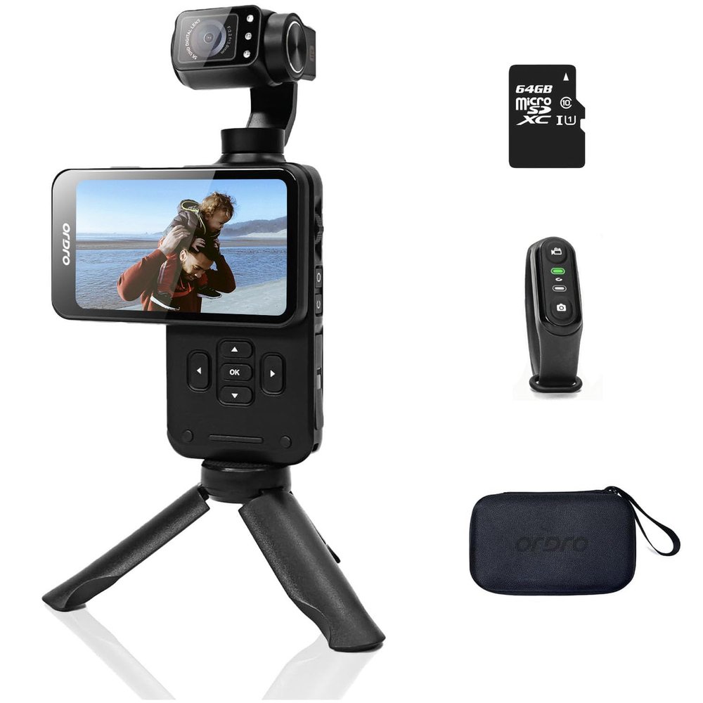 ORDRO M5 Handheld Camera 5K, 3-Axis Stabilisation Video Camcorder, Portable IR Night Vision WiFi Vlogging Camera with 120 Wide Angle, Face Tracking, 64G Card, Remote Control, Bracket