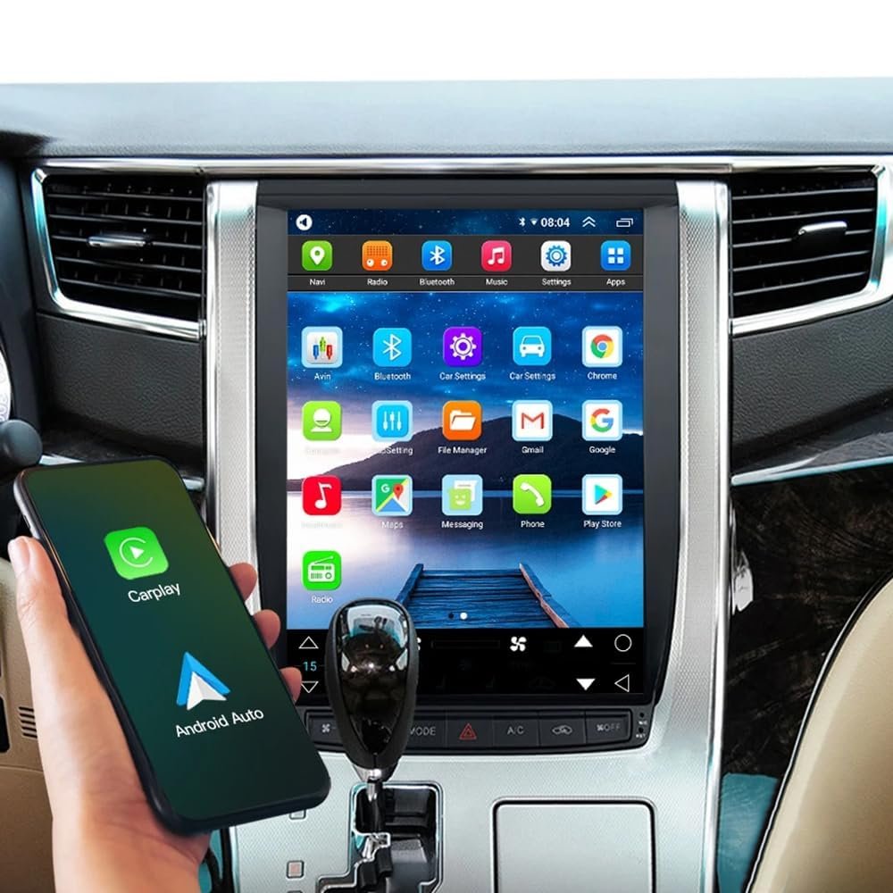 12.1 inch CarPlay Screen for Toyota Alphard ANH20 Elfa A20 2008-2014, Wireless Android Auto Multimedia Car Radio Receiver