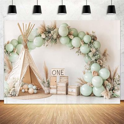 10 x 8 ft 1st Birthday Backdrop Bohemian Style Balloon Reed Tent Kids Boy Girl 1st Birthday Party Decor Baby Shower Holiday Party Grass Party Cake Smash Studio Photography Props