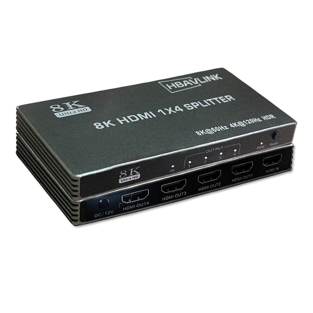 HBAVLINK HDMI Splitter - HDCP, HDR, Dolby/DTS5.1/7.1 - Compatible with Firestick 4k Max, PS3/PS5 & Elgato HD60s/x/Pro, Apple TV 4K, Retrotink, Roku soundbar, NOT for Phone (HB-SP104G)