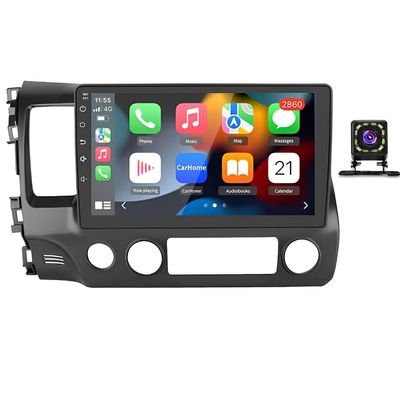 10.1 inch Car Stereo Radio for Honda Civic 2006 2007 2008 2009 2010 2011 Podofo Radio, with Wireless CarPlay Android Auto EQ Bluetooth RDS FM Build-in GPS Chip WiFi Backup Camera 1080P 2+32G