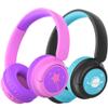 iClever BTH22 Kids Bluetooth Headphones 2 Pack, 60H Play Time, 74/85 dBA Safe Volume, Bluetooth 5.4, USB C, Over Ear Kids Headphones Wireless AUX Cord for iPad/Tablet/Travel/School, Black & Magenta view 1