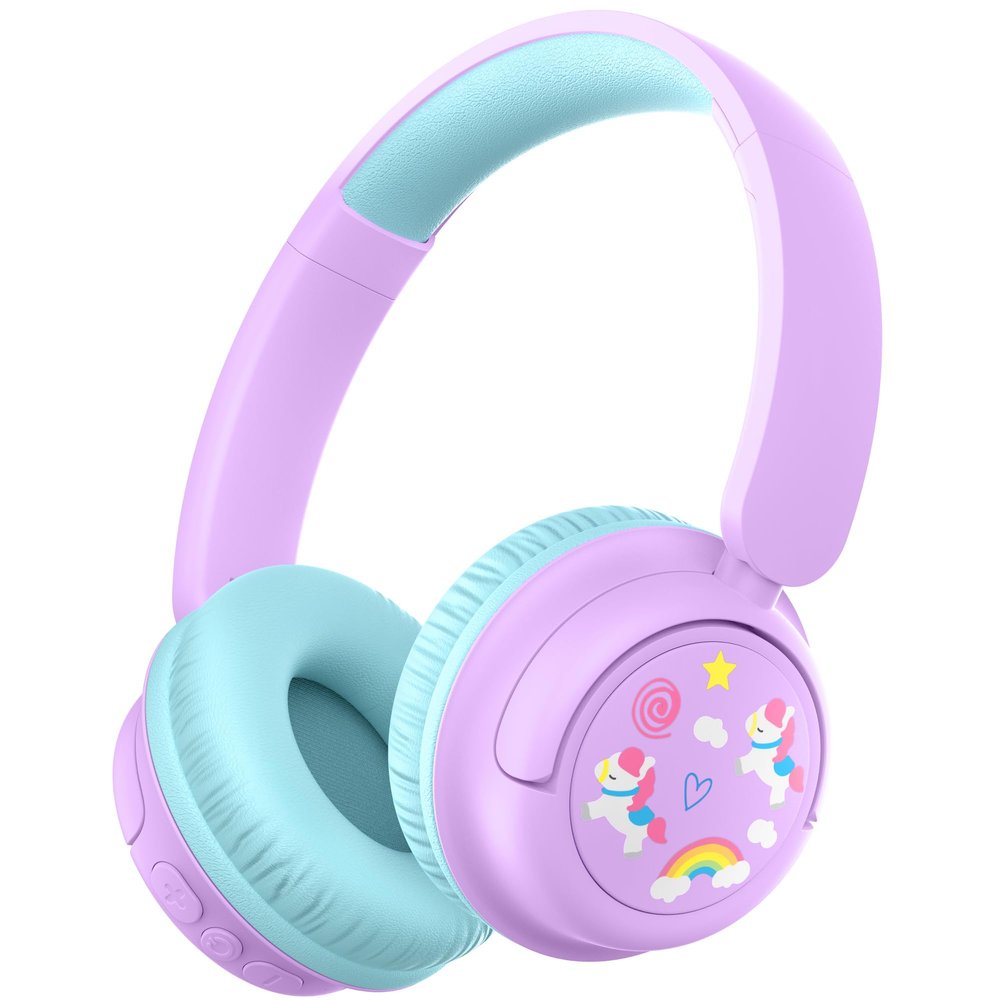 iClever Clever BTH22 Kids Bluetooth Headphones, 60H Play Time, 74/85 dBA Safe Volume, Bluetooth 5.4, USB C, Over Ear Kids Headphones Wireless with Mic AUX Cord for iPad/Tablet/Travel/School, Lilac