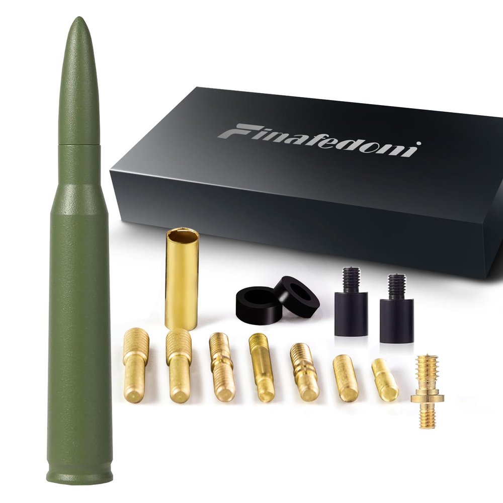 50 Cal Bullet Antenna Green Bullet Antenna Truck Car Antenna Replacement for Silverado 1500 Ford F150 F250 F350 Dodge Ram 1500 GMC Sierra 1500 Ranger Jeep Short Replacement Antena (Green)