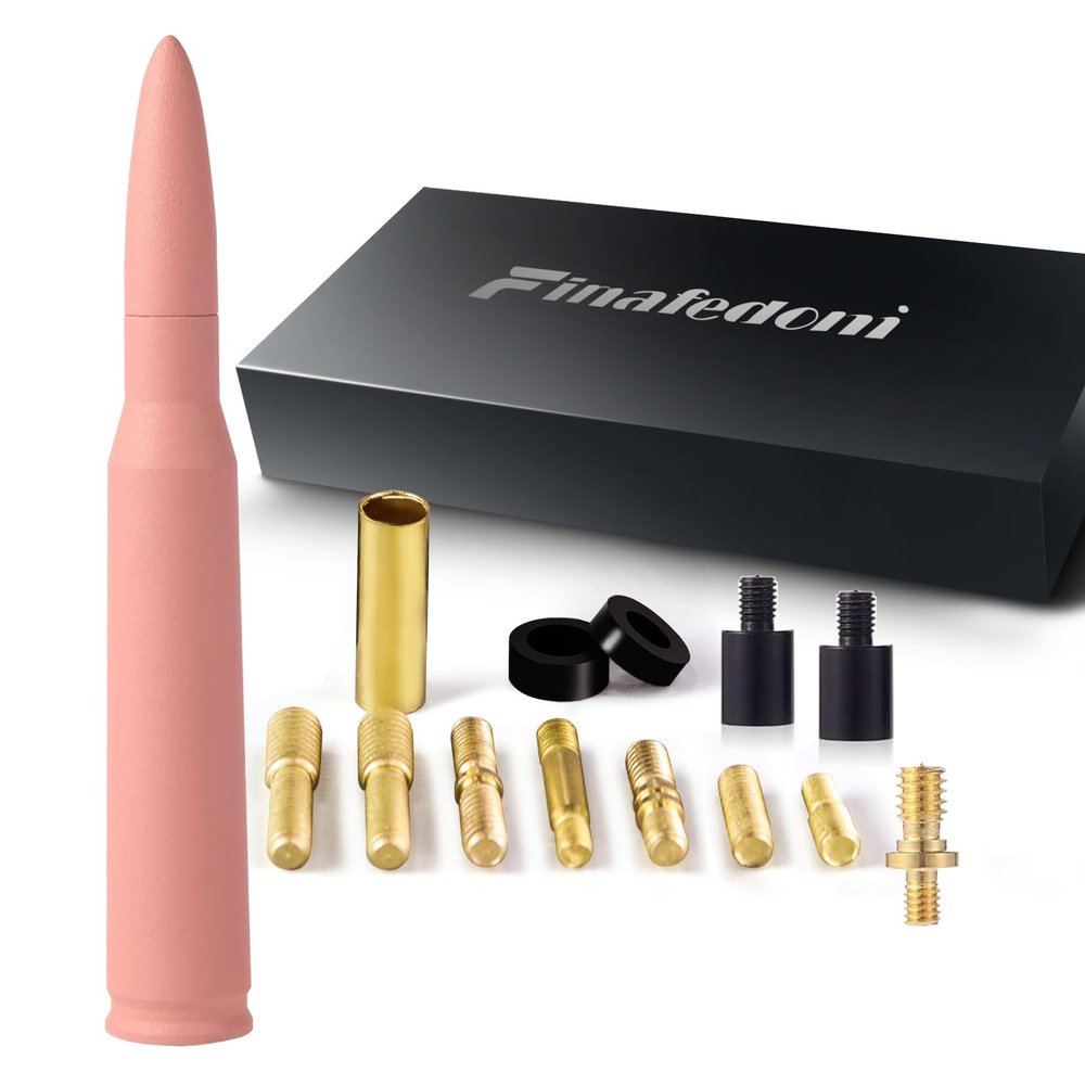 50 Cal Bullet Antenna Pink Bullet Antenna Truck Car Antenna Replacement for Silverado 1500 Ford F150 F250 F350 Dodge Ram 1500 GMC Sierra 1500 Ranger Jeep Short Replacement Antena (Pink)