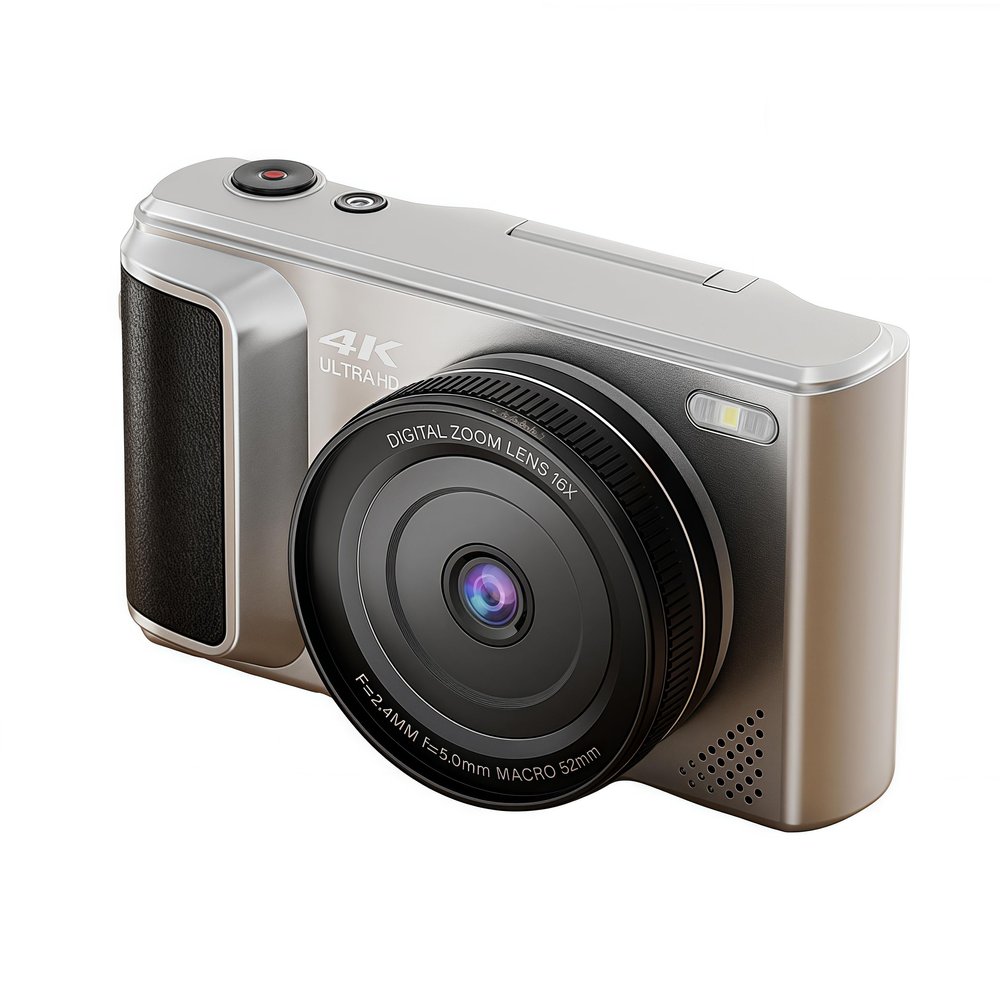 Tangxi 4K Digital Camera for Photography, 64MP HD Autofocus Vlogging Camera with 2.8 180 Flip Screen, Retro Mirrorless Video Cam with 16X Digital Zoom, AI Stabilization (Silver)