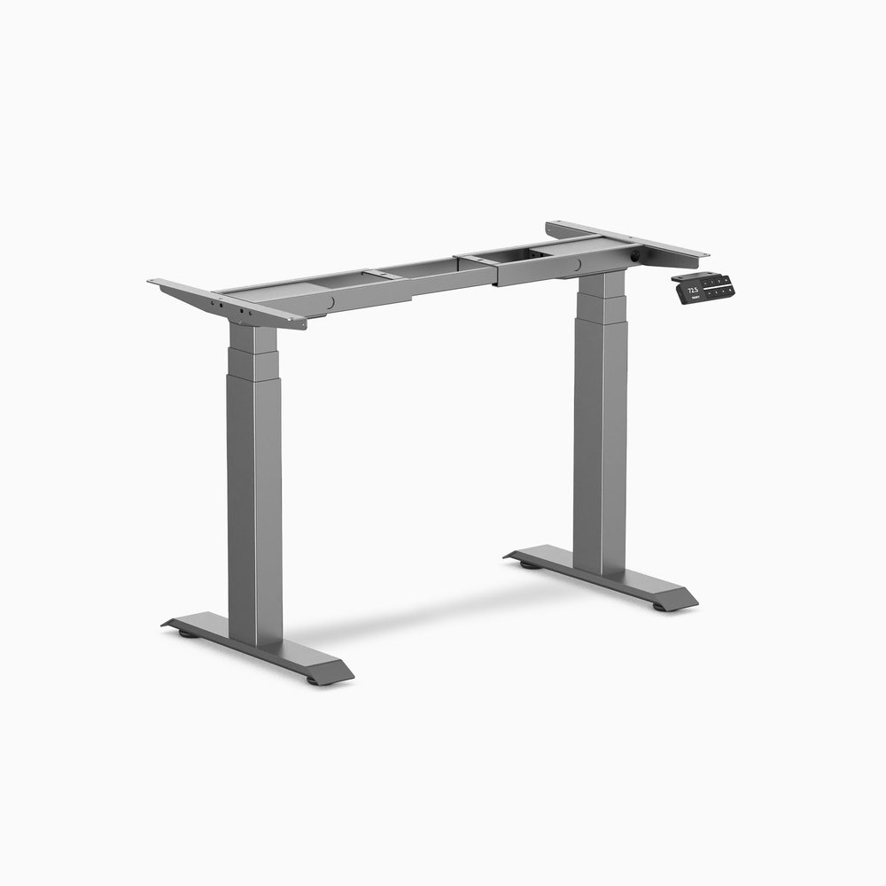 Desky Dual Mini Electric Standing Desk Frame  Compact Height Adjustable Sit Stand Base with Dual Motors, Steel Frame, Memory Settings for Home Office & Small Spaces (Space Gray)