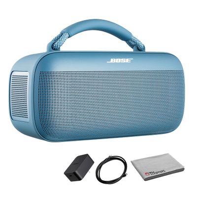 Bose SoundLink Max Portable Speaker (Blue Dusk) (883848-0200) Waterproof Bluetooth, Up to 20 Hours of Playtime Bundle Including: Fiber Cloth, USB-C (Renewed)