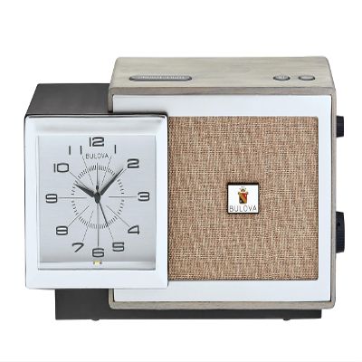 B7801 Fidelity Retro Modern Clock Radio  Bulova 150th Anniversary Edition, Solid American Ash Case, Bluetooth Speaker, FM Radio, USB-A & USB-C Charging, Lighted Dial, Alarm with Snooze