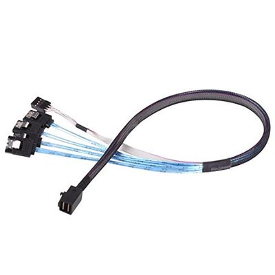 12GB Mini SAS HD SFF-8643 to SATA 7 Pin Sideband Cable - 0.5m