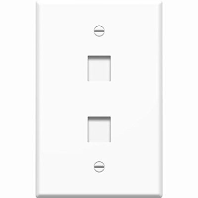 2Port Keystone Wall Plate CAT5 & CAT6 HDMI USB Displayport RCA - White
