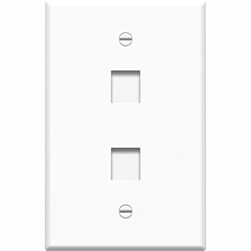 2Port Keystone Wall Plate CAT5 & CAT6 HDMI USB Displayport RCA - White