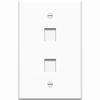 2Port Keystone Wall Plate CAT5 & CAT6 HDMI USB Displayport RCA - White view 1