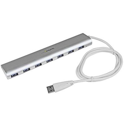7-Port Compact USB 3.0 Hub with Built-in Cable