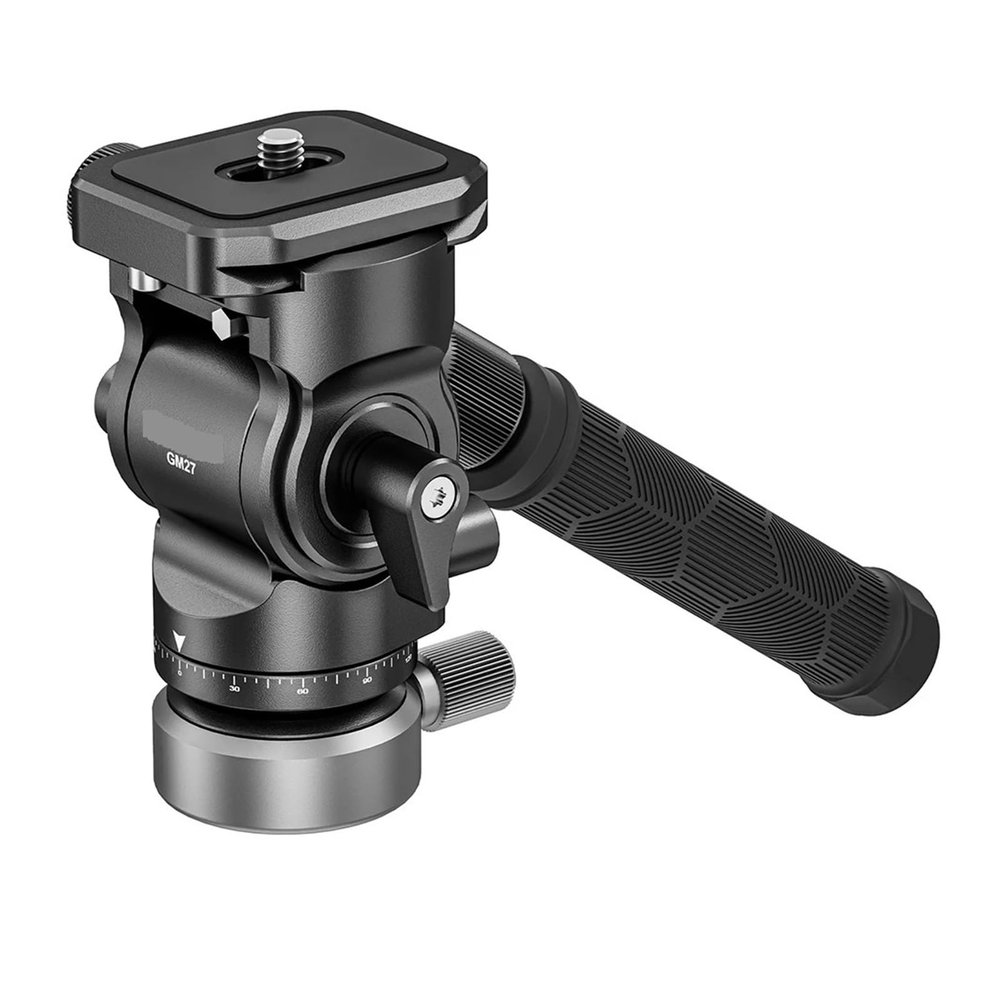 Tripod Head Metal Pan Tilt Head Plate Telescopic Handle for Compact Video Camera DSLR Camera(Gray)