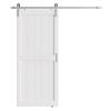 26 x 84 in Manufactured Solid Wood Paneled Sliding Barn Door with Brushed Nickel Hardware Kit view 3