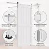 26 x 84 in Manufactured Solid Wood Paneled Sliding Barn Door with Brushed Nickel Hardware Kit view 4